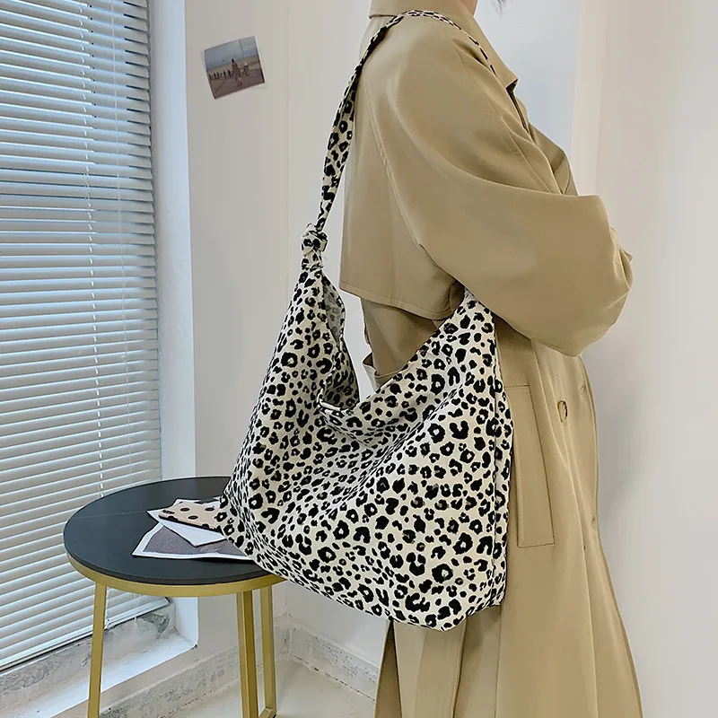 Fashion Women\'s Bag Small Leopard Crossbody Bag Handbag Large Capacity Shoulder Shopping Bag Simple Canvas Female Bags