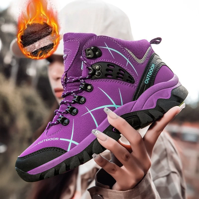 Unisex Winter Boots Men Women Casual Hiking Shoes Plush Warm Winter Snow Ankle Boots Waterproof Outdoor Trekking Boots Sneakers - Image 2