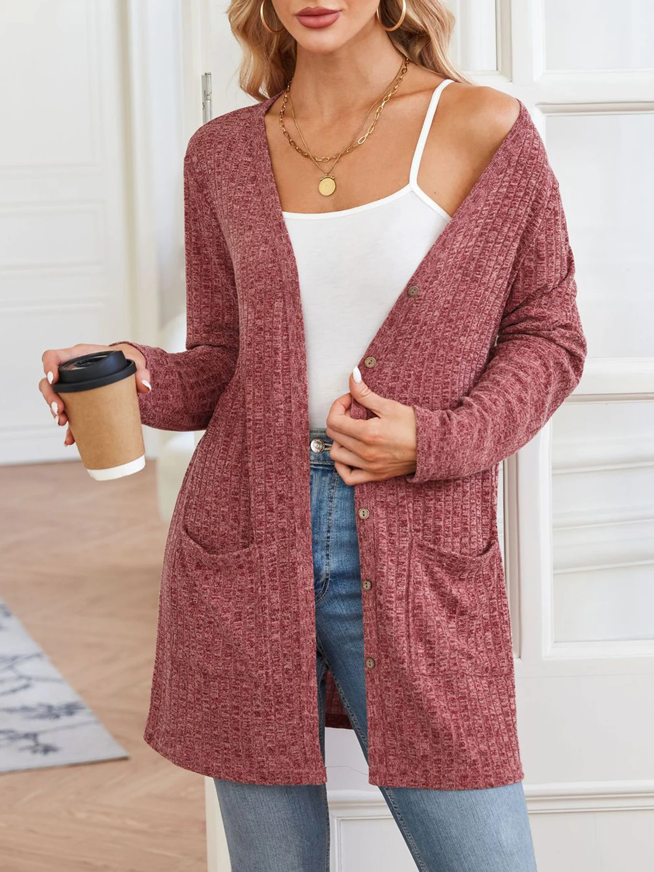 

Women's Long Sleeve Cardigan Button Front Regular Fit Basic Plain Autumn Winter Daily Fashion Outerwear