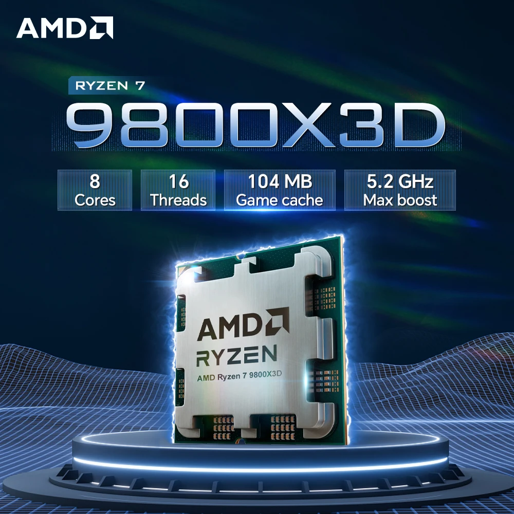 

AMD Ryzen 7 9800X3D Gaming CPU Processor 8-Core 16-Thread DDR5 Socket AM5 NEW 4.7GHz L3=96M 120W Processor 4NM R7 9800X3D No fan