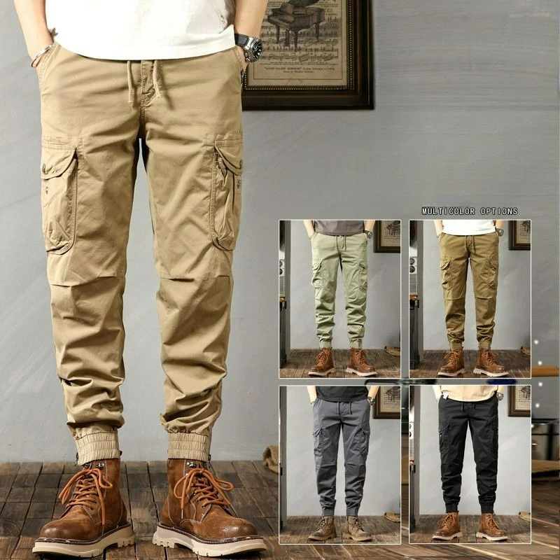 Men's Workwear Labor Protection Pants Autumn Wear Resistant Loose Fit Trousers Outdoor Sle Polyester Fiber Mountain Climbing