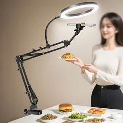 Selfie Ring Light with Mobile Phone Holder Support Table Arm Stand Ringlight for Live Broadcast Rong Ligth for Youtube Streaming