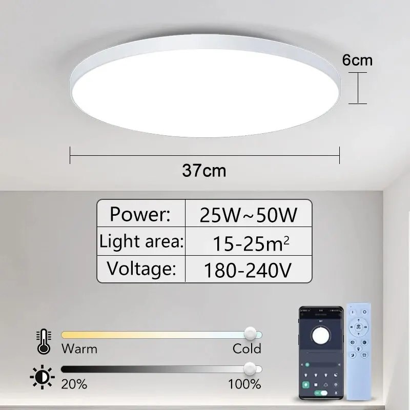 Slimme Led Plafondlamp 36W 50W 220V Dimbare Moderne Led Plafondlampen Met App Afstandsbediening Voor Slaapkamer Woonkamer