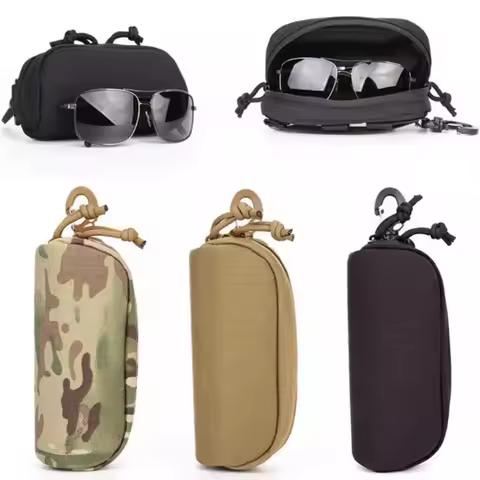 Tactical Nylon Sunglasses Box Portable Eyewear Case With Belt Snap Hook Molle System Outdoor Glasses Shockproof Protective Box