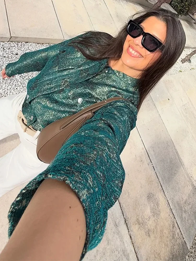 سترات نسائية قصيرة عصرية فضفاضة بياقة واقفة وصدر واحد وأكمام طويلة معاطف نسائية ربيعية ملابس خارجية للشارع #3