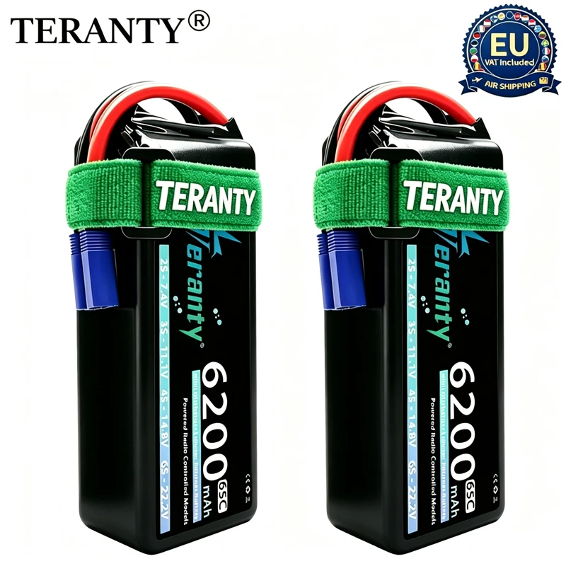 TERANTY 6S 6200mAh Lipo-Akku 22,2V 65C mit XT60 XT90 EC5 Stecker für RC Auto LKW Panzer RC Flugzeug FPV Drohne Rennsport Hobby