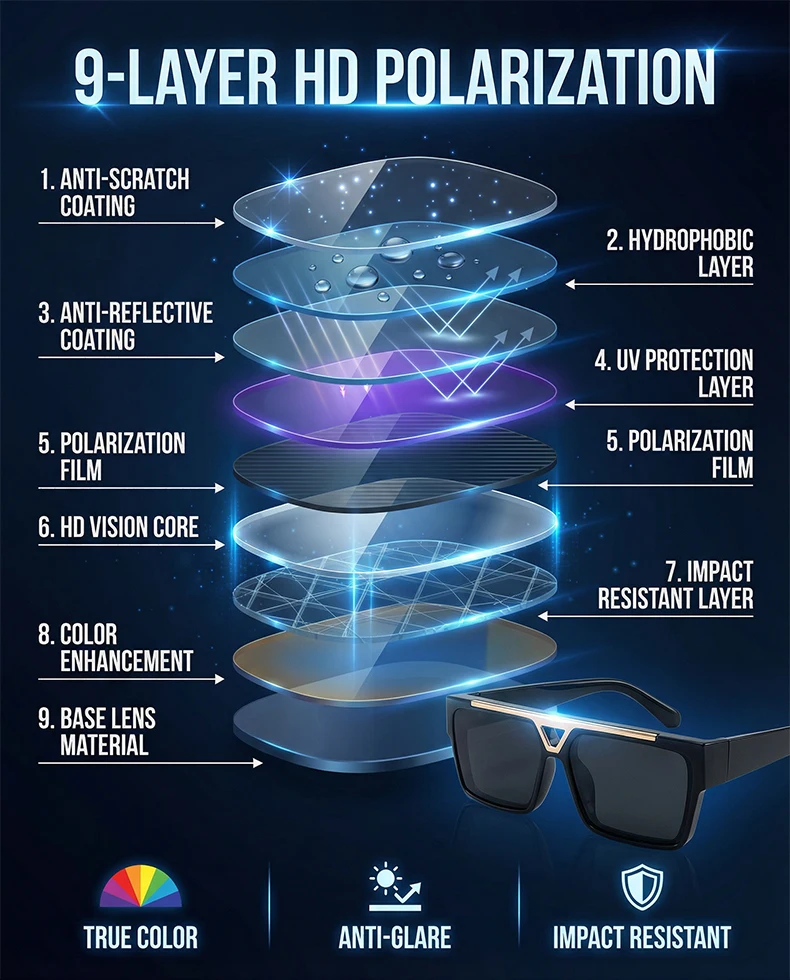 Übergroße polarisierte quadratische Steampunk-Sonnenbrille für Herren, groß, 2025, Luxusmarke, Vintage-Punk-Sonnenbrille für Männer, klassische Farbtöne, UV400 – Detail 8