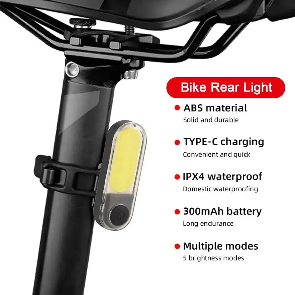 Luz traseira da bicicleta usb recarregável lanternas traseiras 5 modos de luz à prova dwaterproof água cob luz da bicicleta mtb lanternas traseiras para segurança ciclismo