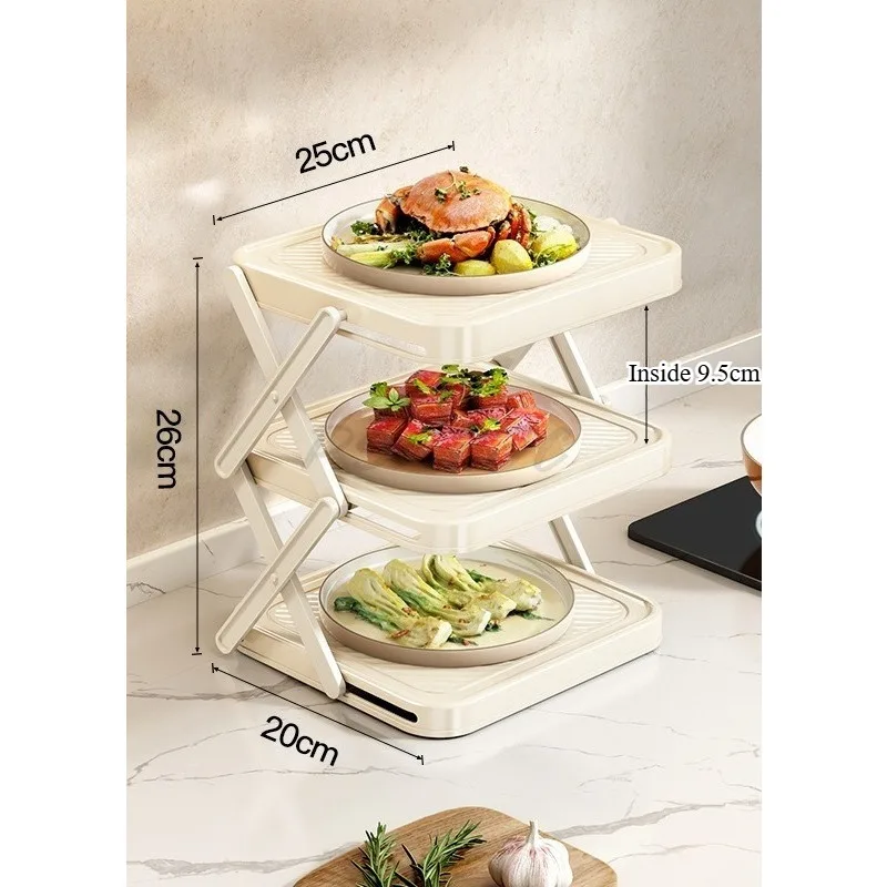 Kitchen Preparation Shelf Foldable Countertop Side Dish Tray Multifunctional Storage Tool Hot Pot Ingredient Rack