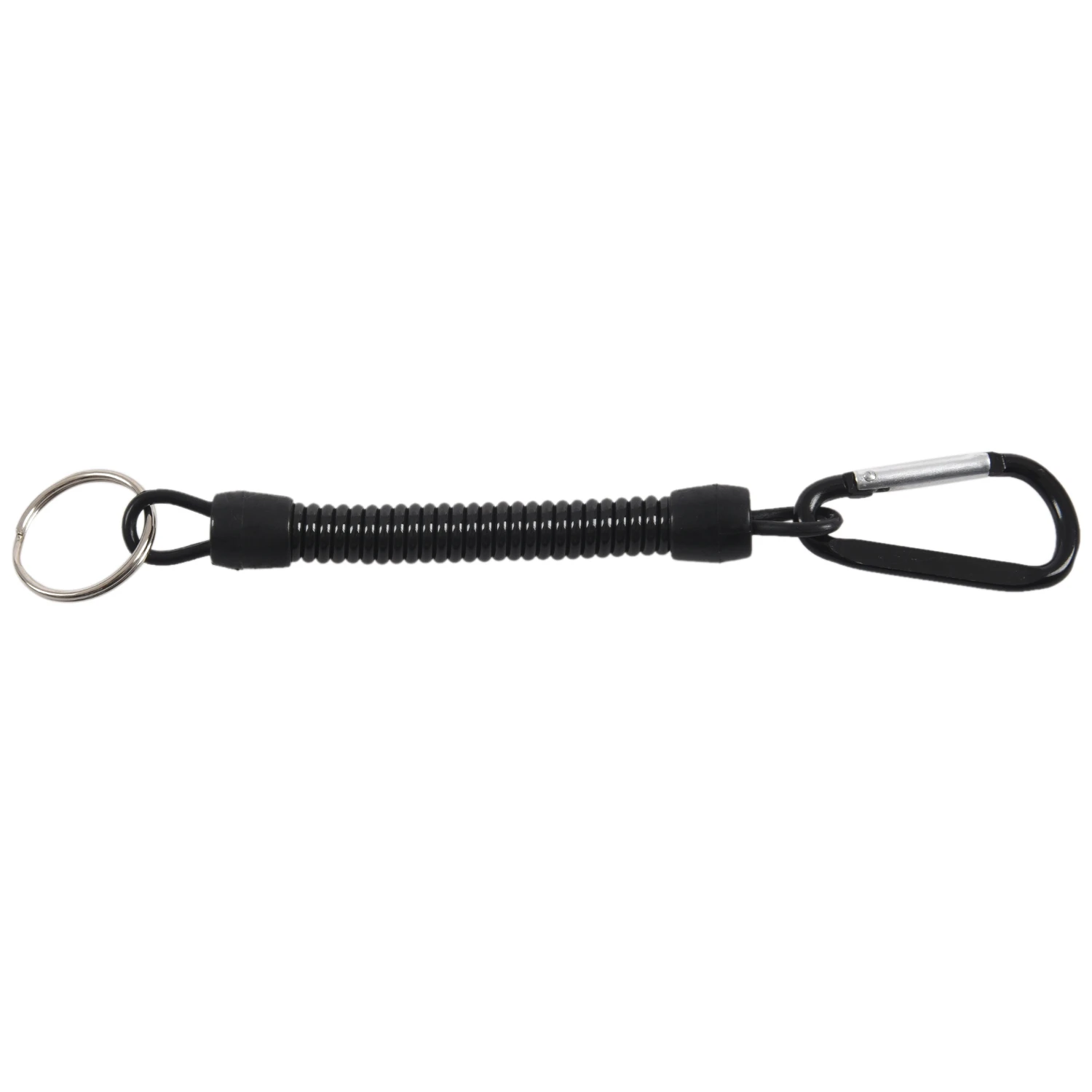 Key ring, with carabiner and spiral cable, 13 cm, random