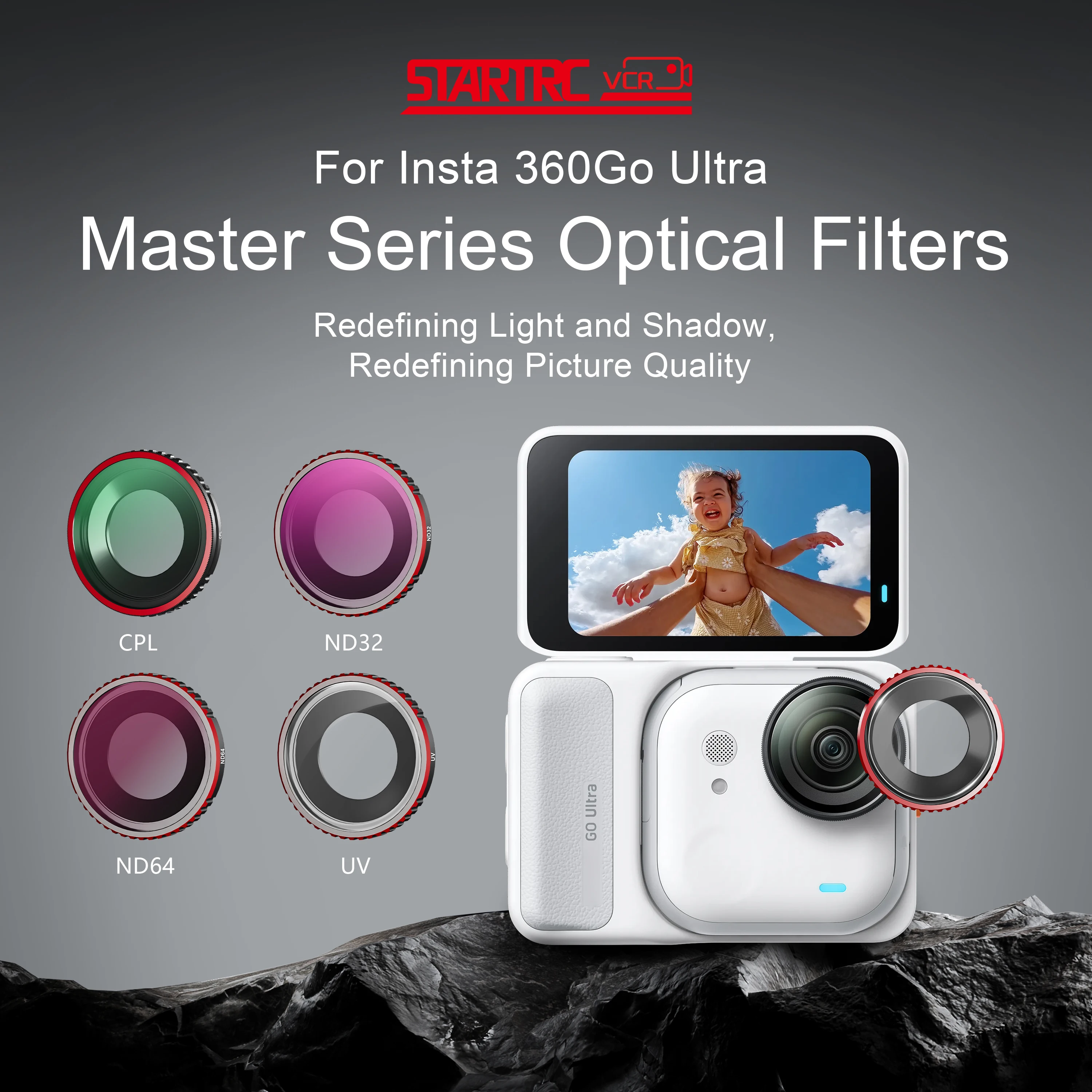 Lens Filters Kit Optical ND CPL Filters Set for Insta360 Go Ultra ND32 ND64 CPL UV Variable Replacement Glass HD Oil Resistant
