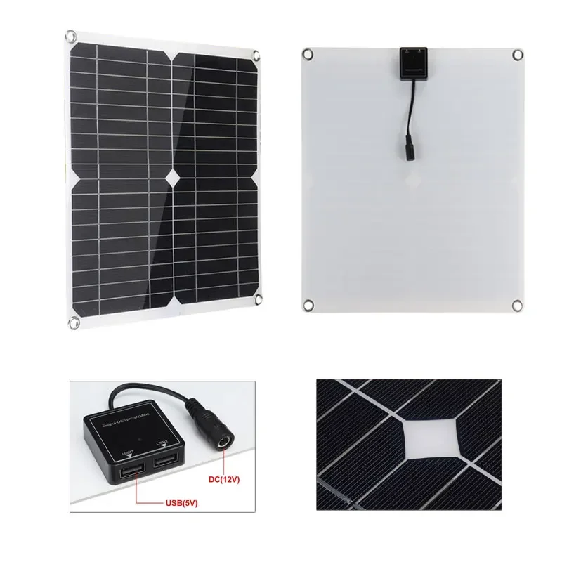 450W Solar Panel Kit 60A Controller 12V Dual USB Port Portable Battery Power Bank Charger Board For Outdoor Camping Yacht Lights