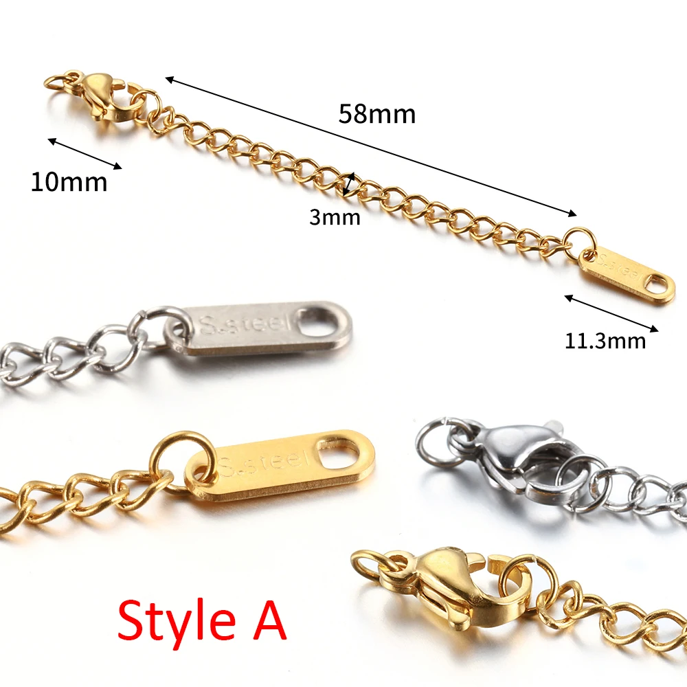 10pcs Stainless Steel Extended Tail Chain With Lobster Clasps Connector for DIY Bracelet Necklace Extension Chain Jewelry Making image 6