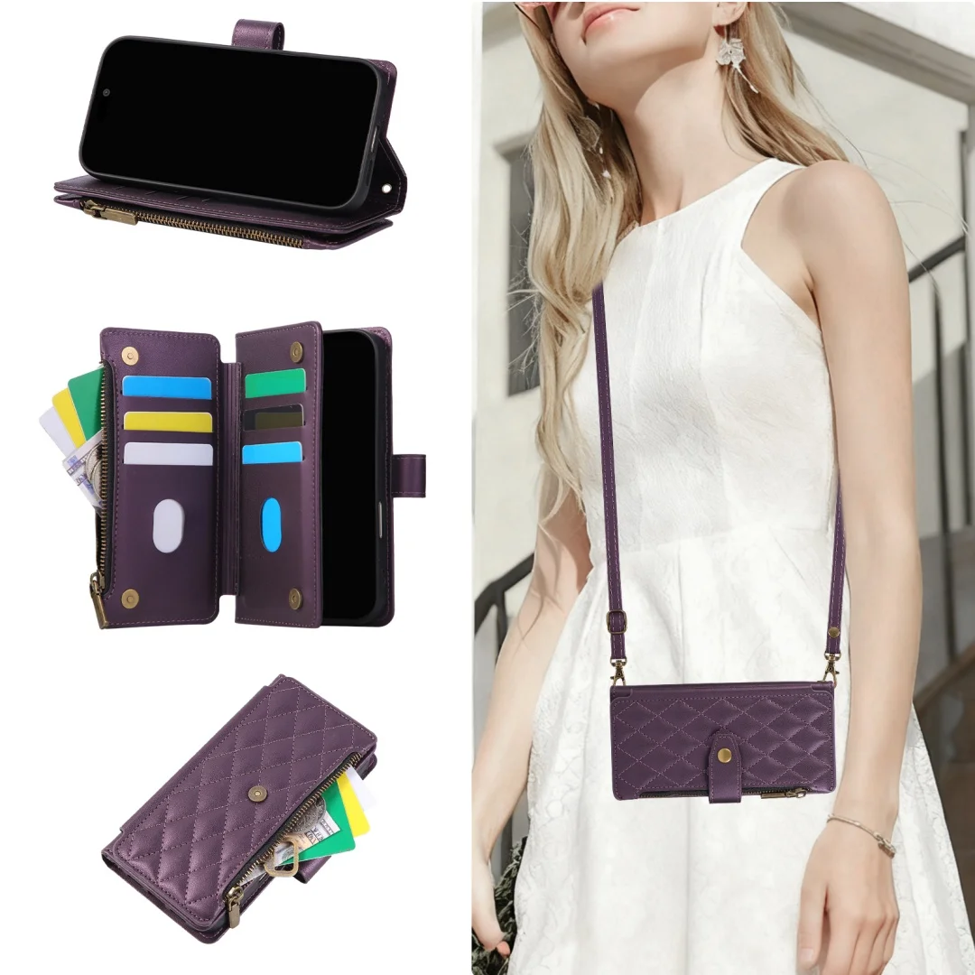 

Для Google Pixel 6 6a 7 7a 8 8a 9 9a 10 Pro XL Многофункциональный нежный кожаный удобный чехол-кошелек на молнии с ручкой