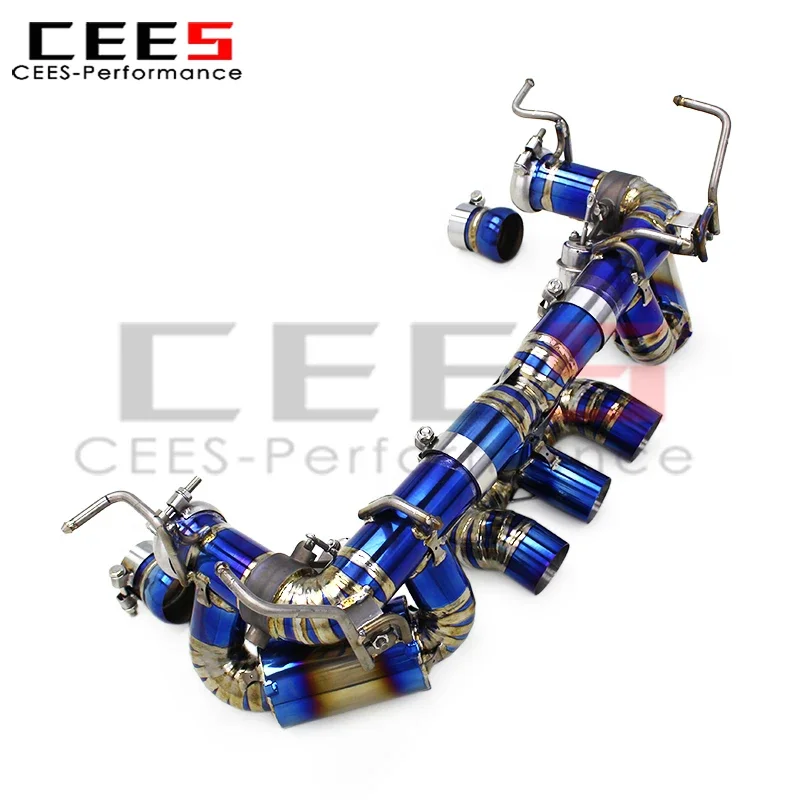 CEES-Conjunto de tubos de Escape para coche, sistema de Escape de rendimiento, silenciador de tubo de Escape de titanio, para Ferrari 458 V8 4,5 2013-2016