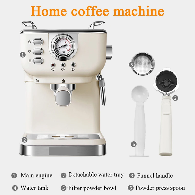 Machine With Milk Frother, Coffee Machine with Digital Touch Panel,Removable Water Tank, Stainless Steel