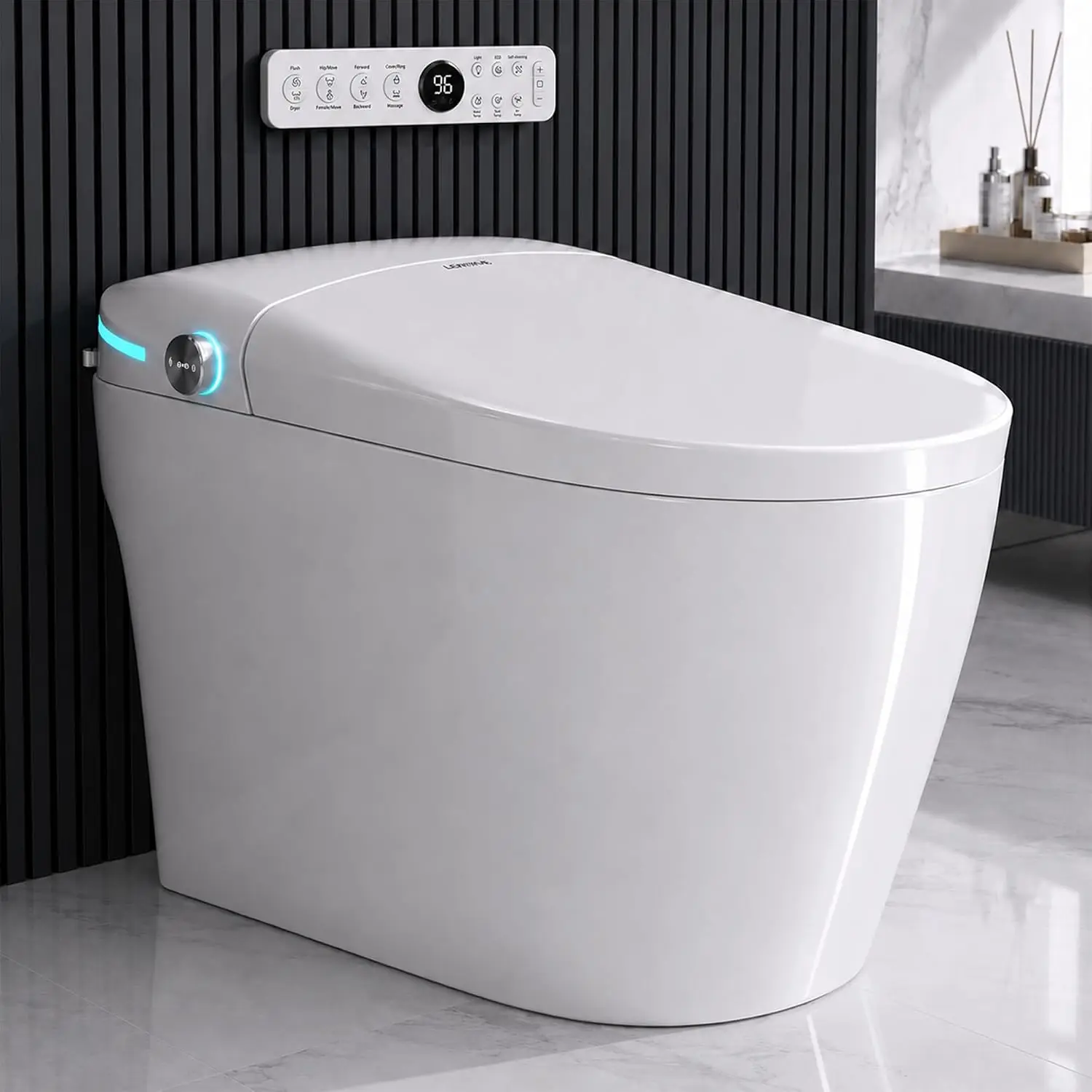 Smart Toilet with Bidet Built In, One-Piece Electric Tank Toilet with Foam Shield, Auto Open & Close Lid, Dual, Customized