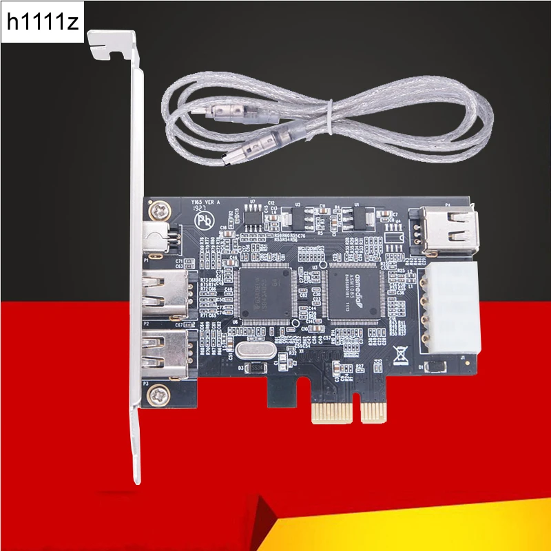 PCI-e 1X IEEE 1394A 4 Port(3+1) Firewire Card Adapter PCIe PCI Express Internal 1394 A 6Pin To 4 Pin IEEE 1394 Cable For Desktop