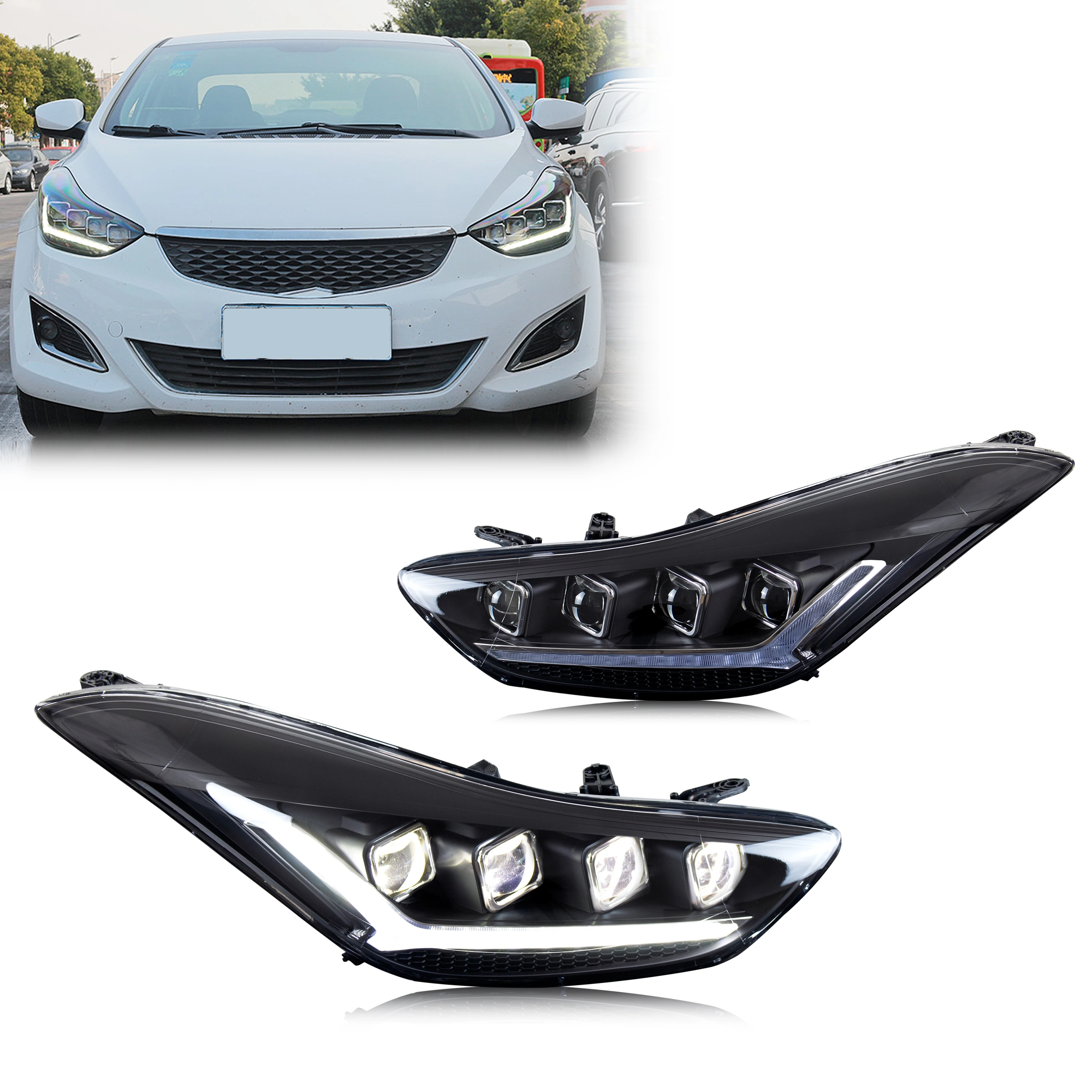 

Светодиодные фары для Hyundai Elantra 2011-2015 Sedan GLS SE Sport DRL проектор последовательный указатель поворота передние лампы в сборе