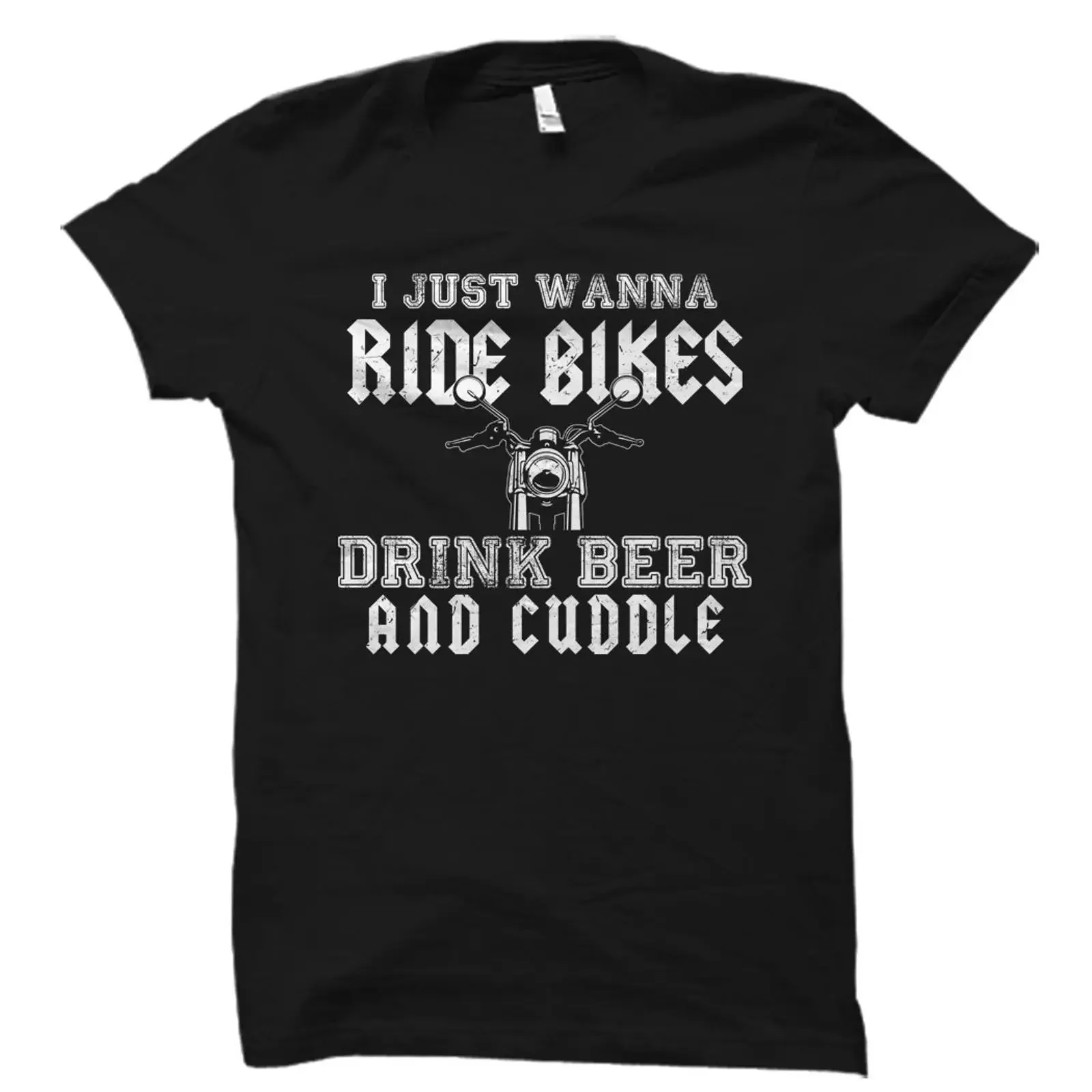 I Just Wanna Ride Bikes Drink Beer And Cuddle Funny Biker T Shirt for Motorcycle Rider Husband Boyfriend vintage Washed
