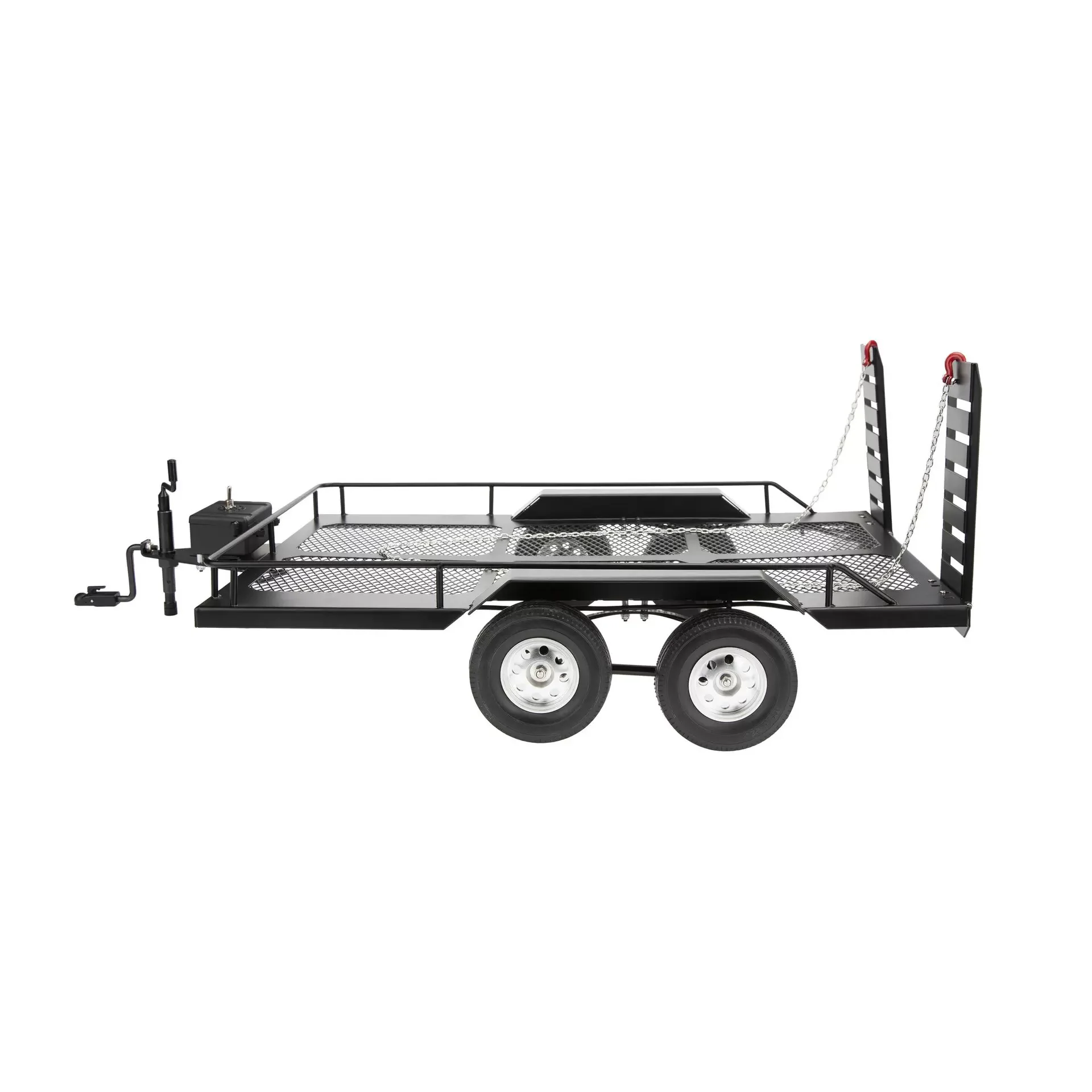 W57 Metal Dual Axle Flatbed Trailer Universal For 1/10 RC Crawler TRX4 KM D90 SCX10 Hauling Upgrade Parts