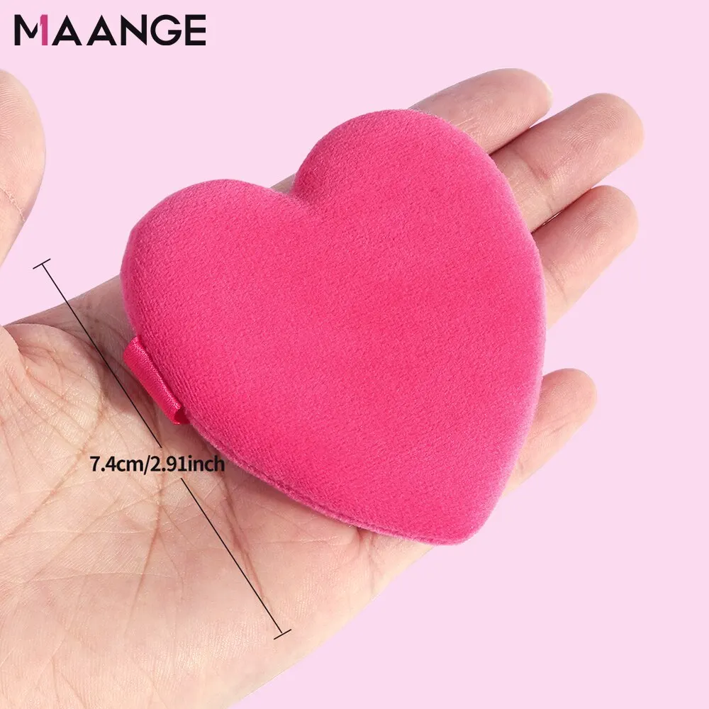 MAANGE 2 Pieces Heart-shaped Velvet Makeup Puff Pink Facial Cosmetic Makup Cotton Sponge Beauty Tool For Beauty