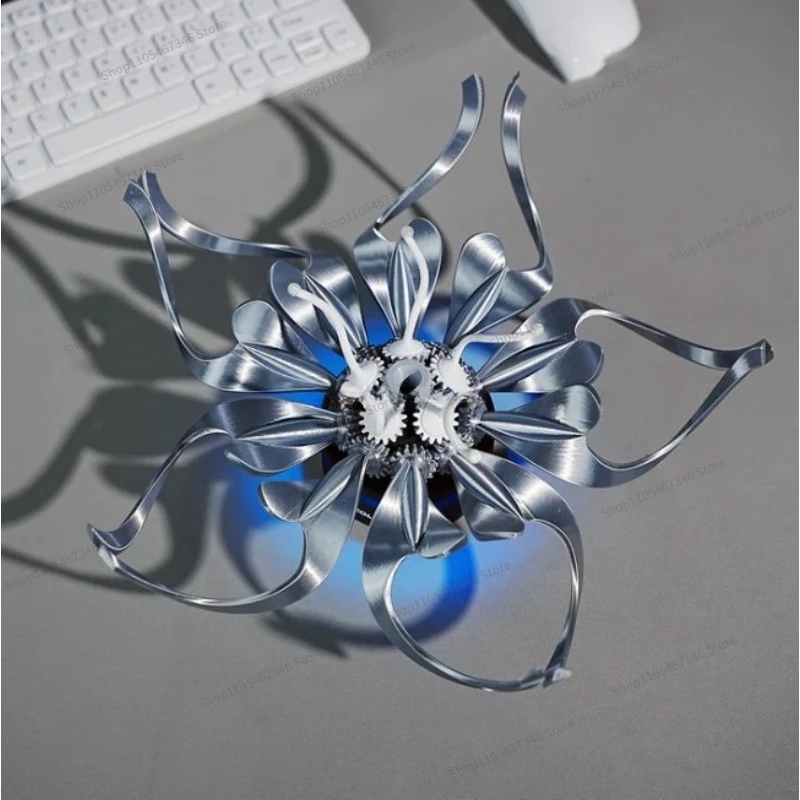 For mechanical steampunk flowers, tabletop decorations, creative rotating luminous mechanical flowers 2pcs