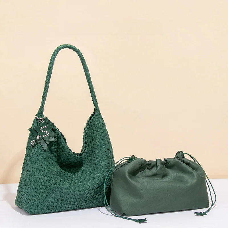 new-velvet-woven-tote-bag-large-capacity-commuter-armpit-basket-shoulder-bag-fashionable-bucket-bag-women's-handbag-purse