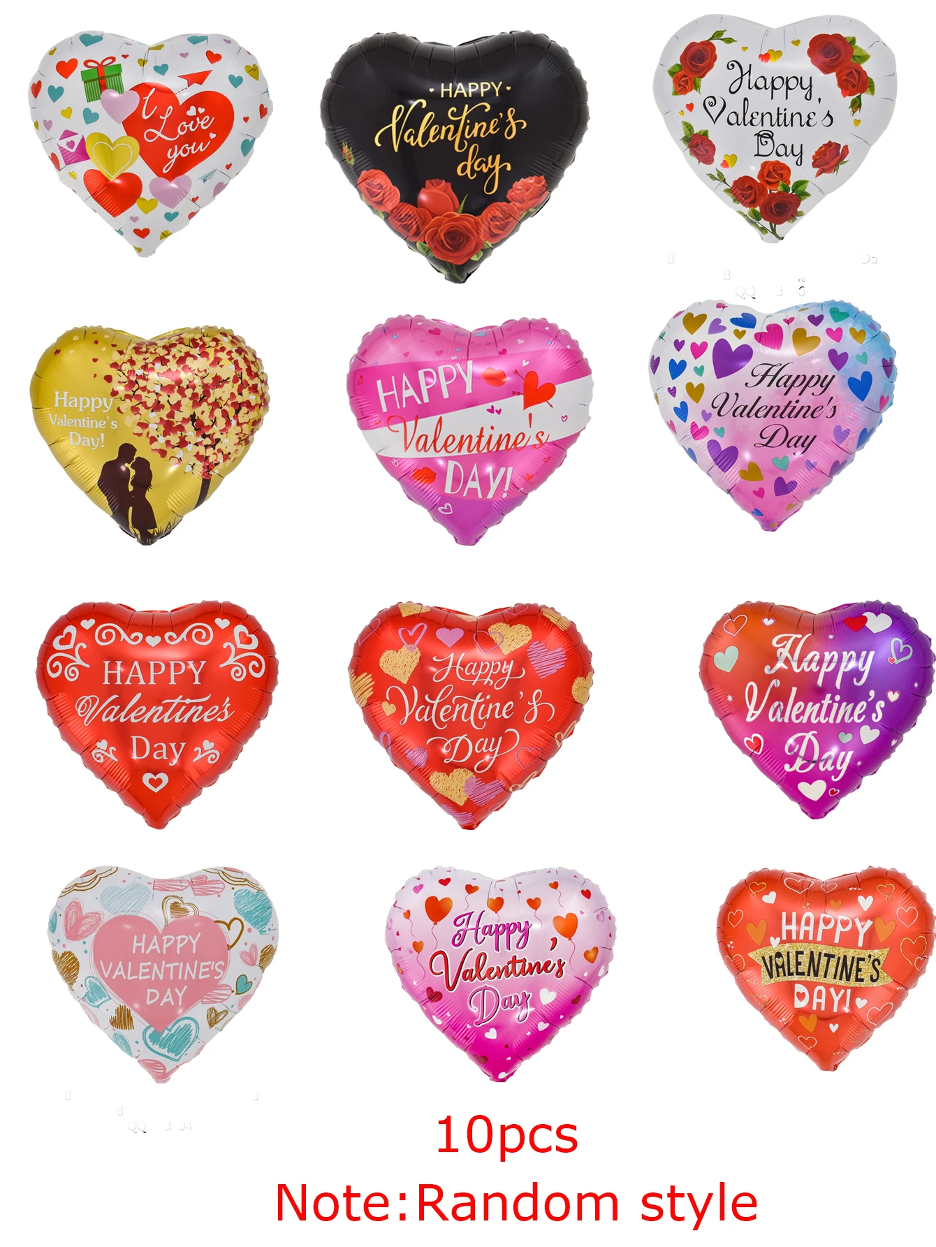 10pcs 18inch Happy Valentine's Day Heart Foil Balloons Helium Balloon Valentine's Day Party Decorations