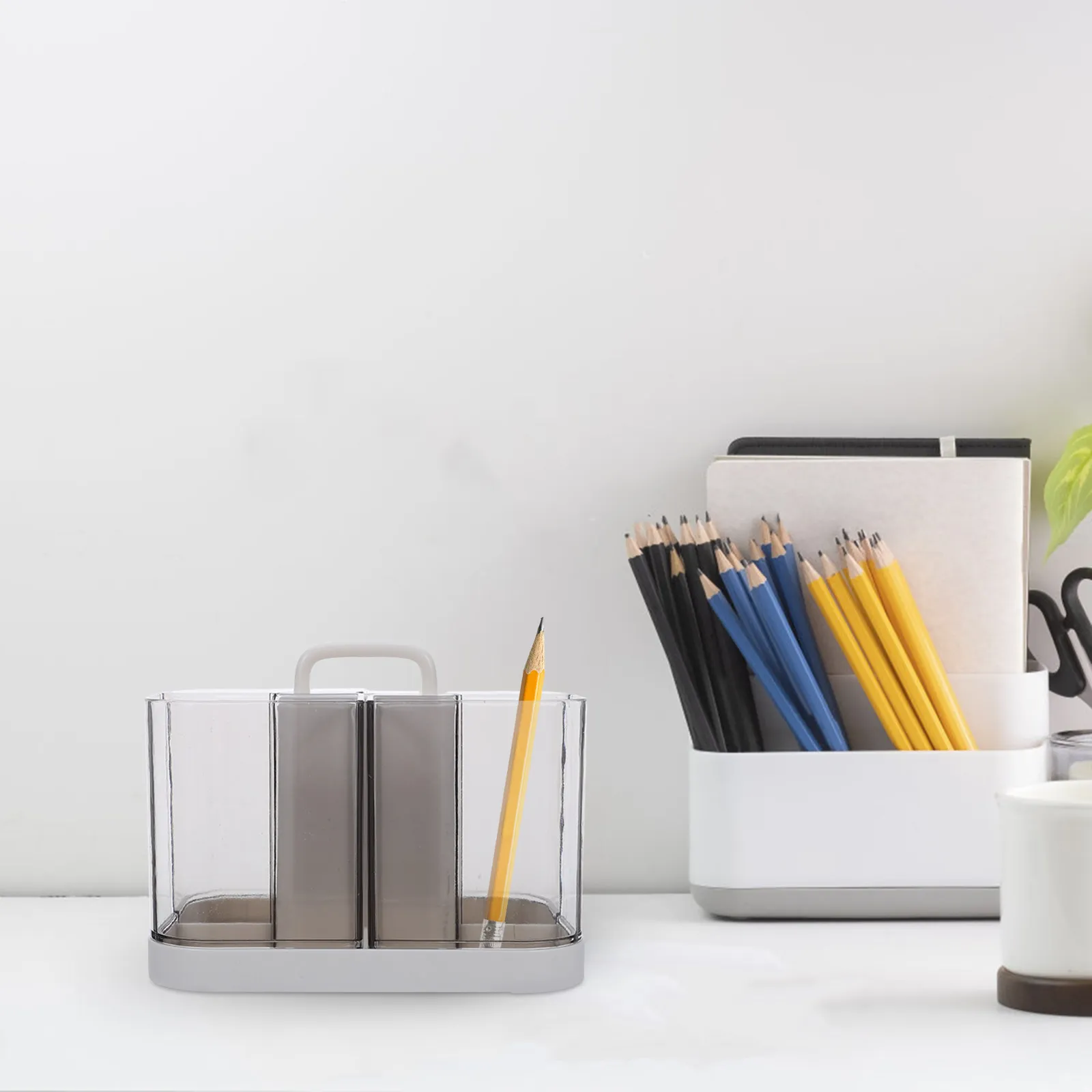 

Stackable Transparent Desk Organizer Caddy Portable Yellow for Office School Art Craft Supplies Pen Pencil Holder Multifunction