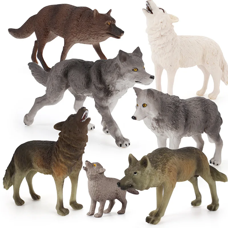 Simulation Animal Education Toys Wolf Cognitive Tool Static Model Ornaments Plastic Handicraft Decoration baby Toy gift A0018