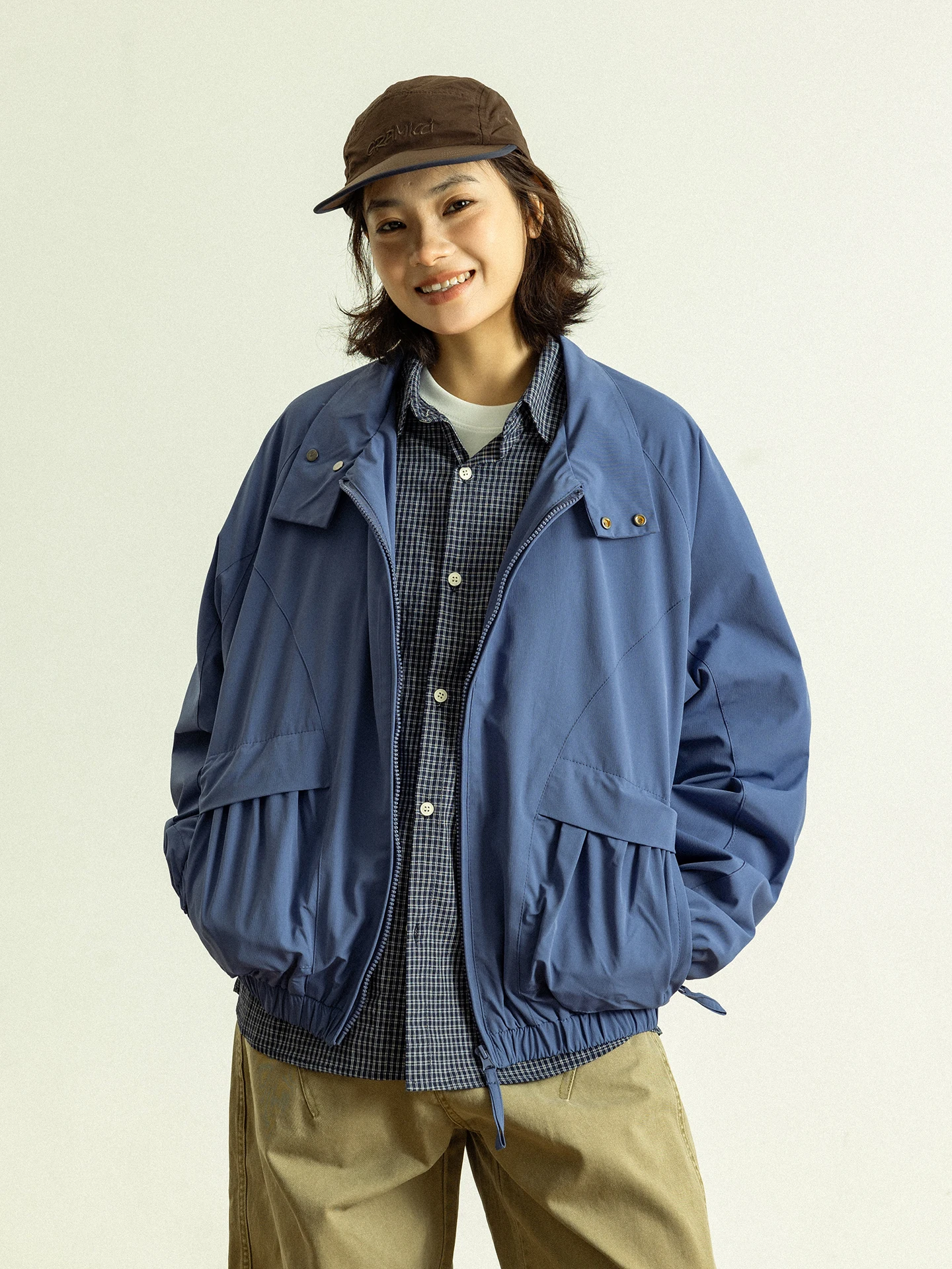 

Куртка GoodNorth Early Spring Klein Blue Workwear с воротником-стойкой, свободного кроя, повседневная, с карманами, для мужчин и женщин