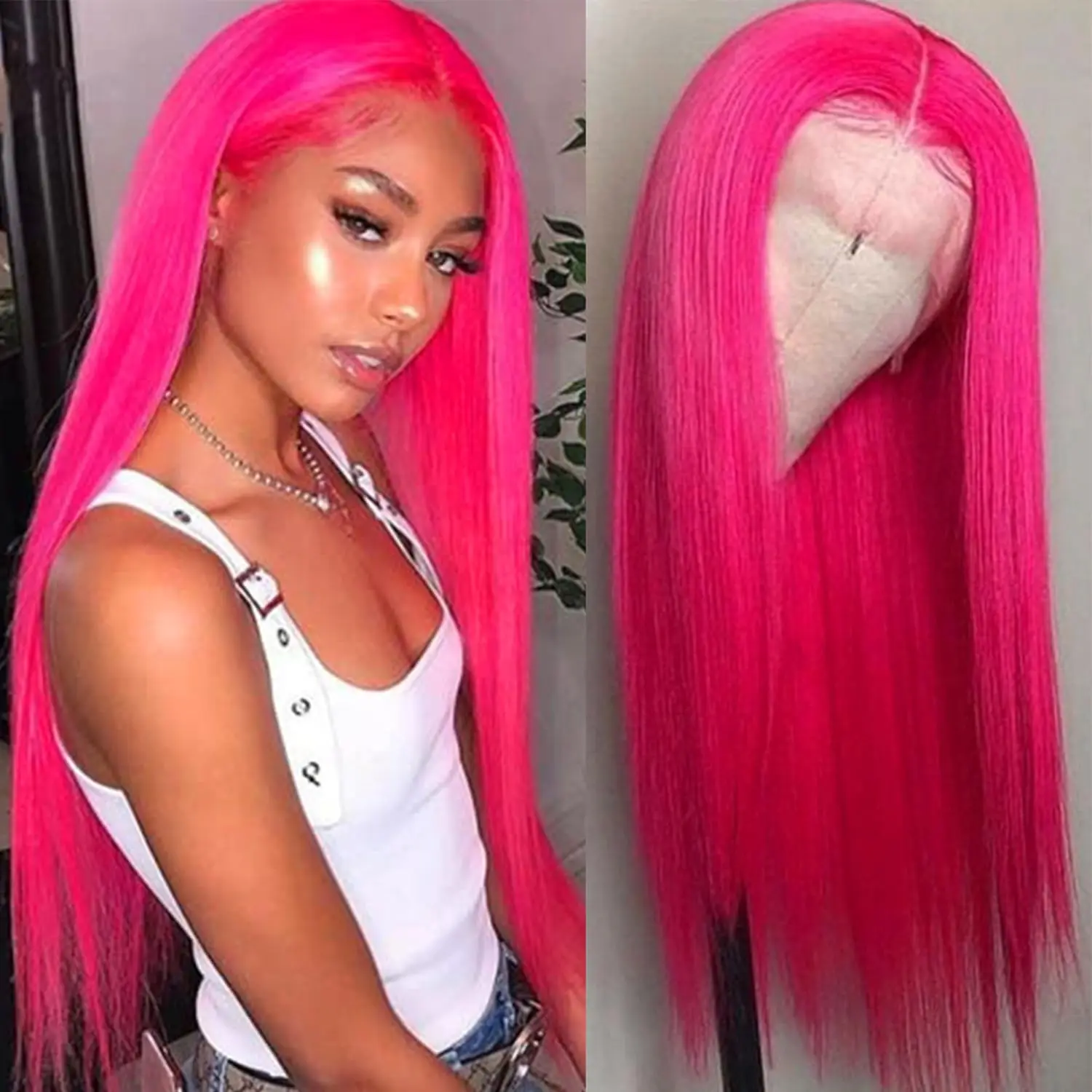 Pink Lace Front Wig Human Hair 13x4 13x6 Straight HD Transparent Lace Frontal Wig 36 Inch Pink Wig Long Ligh Pink Wig Human Hair