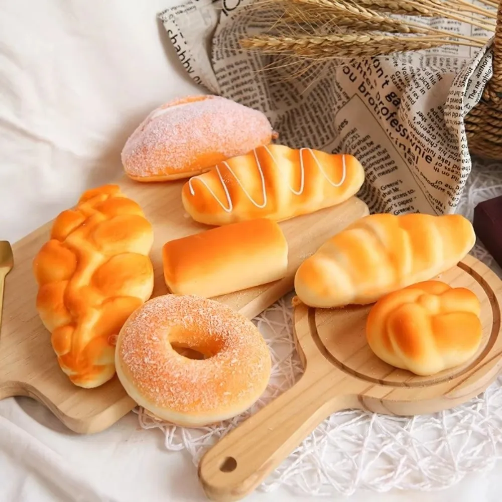 Creative PU Squishy Food Toy Stress Relief Toast Simulation Bread Donuts Bread Slow Rebound Toy Photography Props