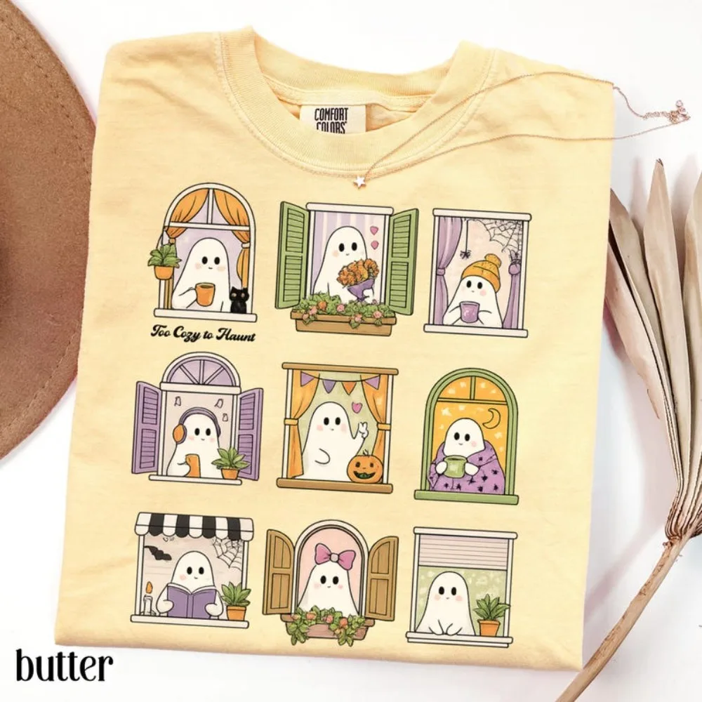 Retro Halloween T-shirt, Halloween Graffiti T-shirt, Cute Pumpkin Halloween T-shirt,Retro Autumn Pattern T-shirt,Cotton Clothing