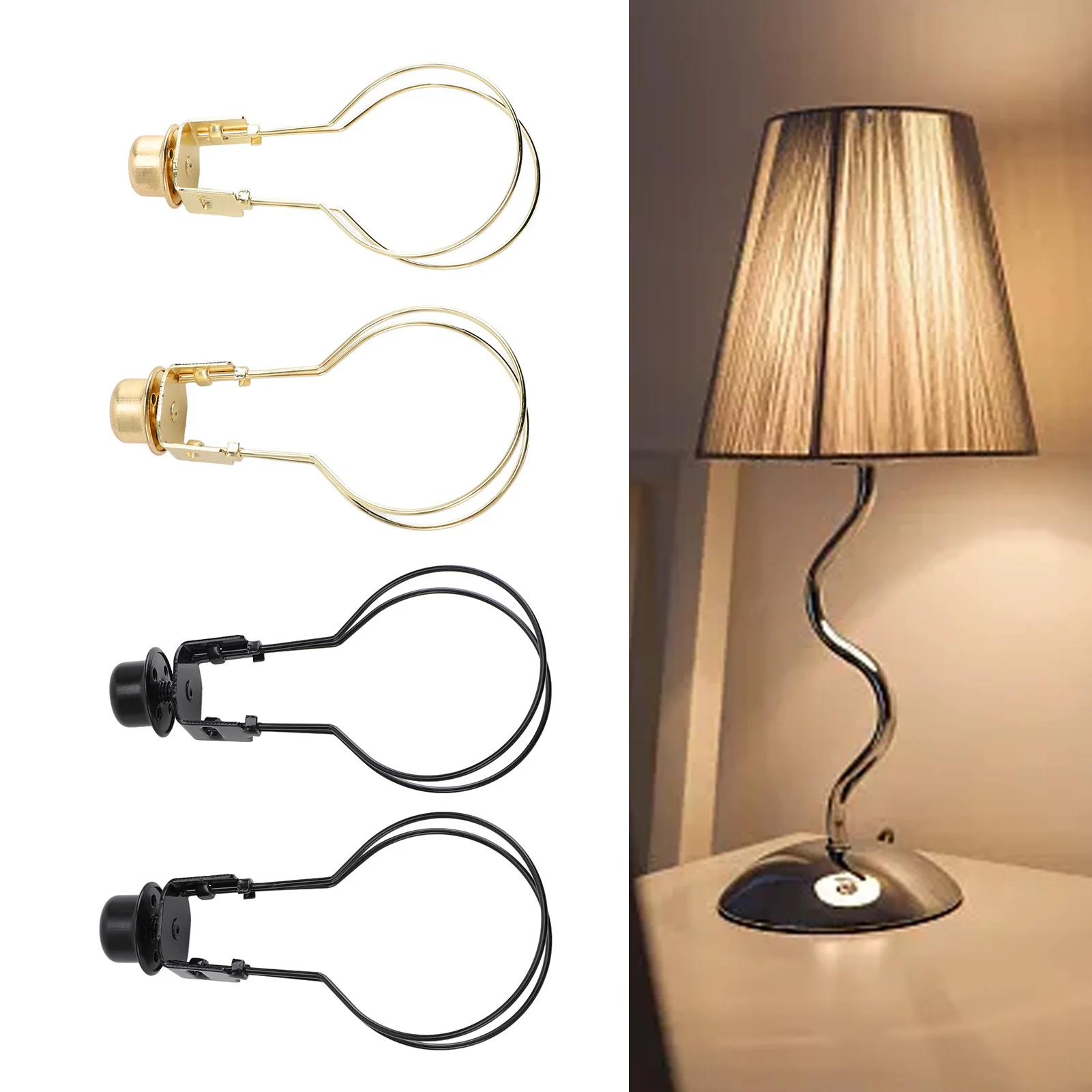 Clip On Bulb Lampshade Holder Bulb Clip Adapter Rust Proof Firm Fixing Prevent Deformation Metal with Finial Top for Table Lamp