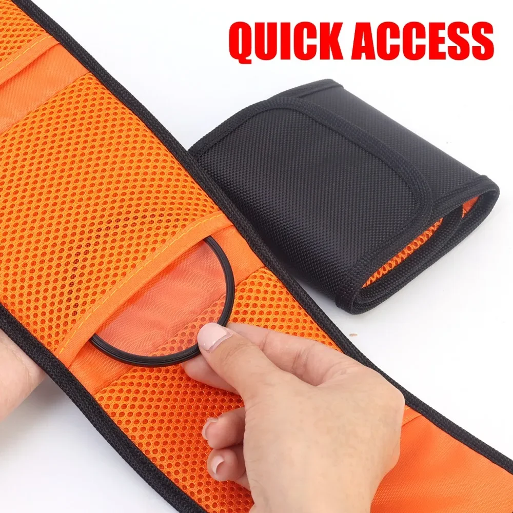 1-2pcs Camera Lens Filter Storage Bag Portable 3 Pockets Anti-Scratch Pouch for 82mm ND UV CPL Lens Filter Holder Wallet Cases