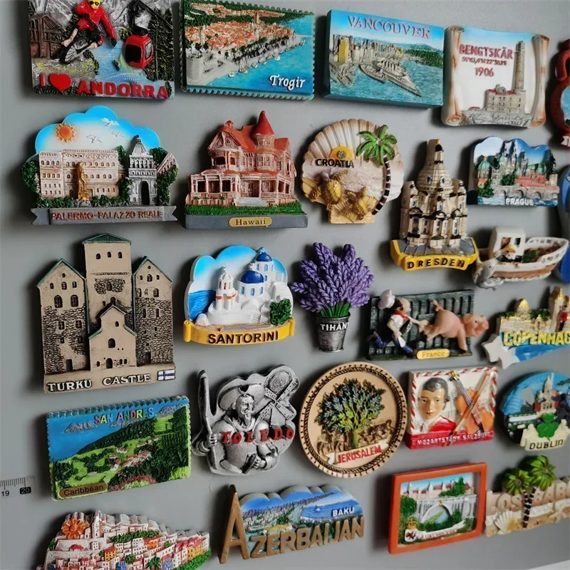 Fridge magnet Andorra Croatia Finland Italy Dresden Prague Norway Santorini France Slovenia Ibiza Spain Jerusalem Austria Dublin