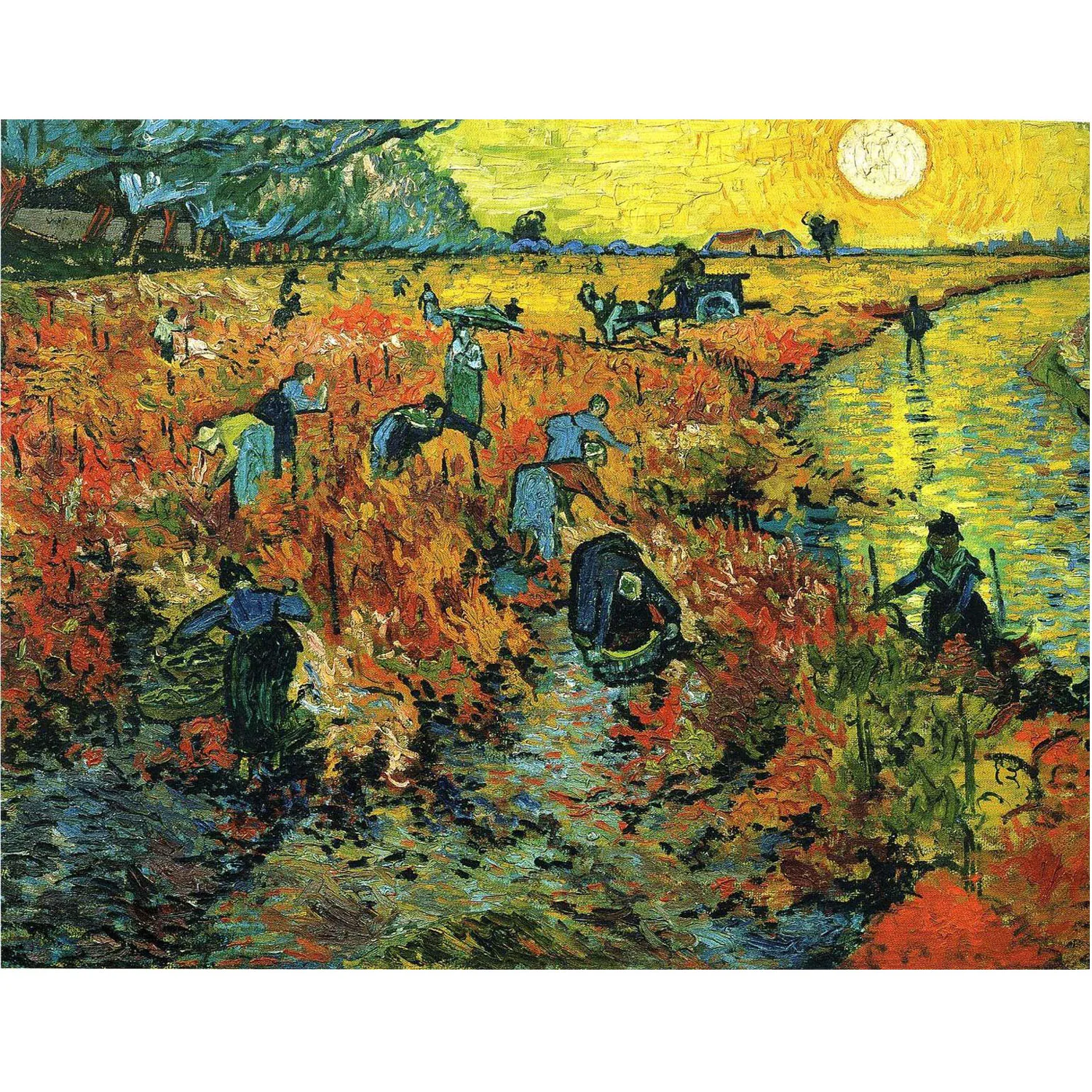 Hand painted high quality reproduction of Red Vineyards at Arles by Van Gogh modern wall art landscape painting on canvas