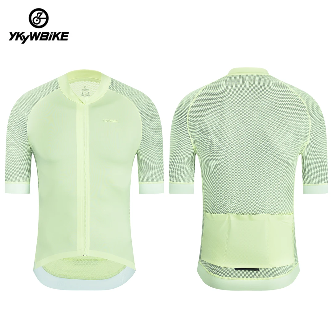 YKYWBIKE Pro Team Short Sleeve Jersey Summer Men Tights Cycling Clothing Bike T-shirt Beige Black Lightgreen Bicycle Accessories