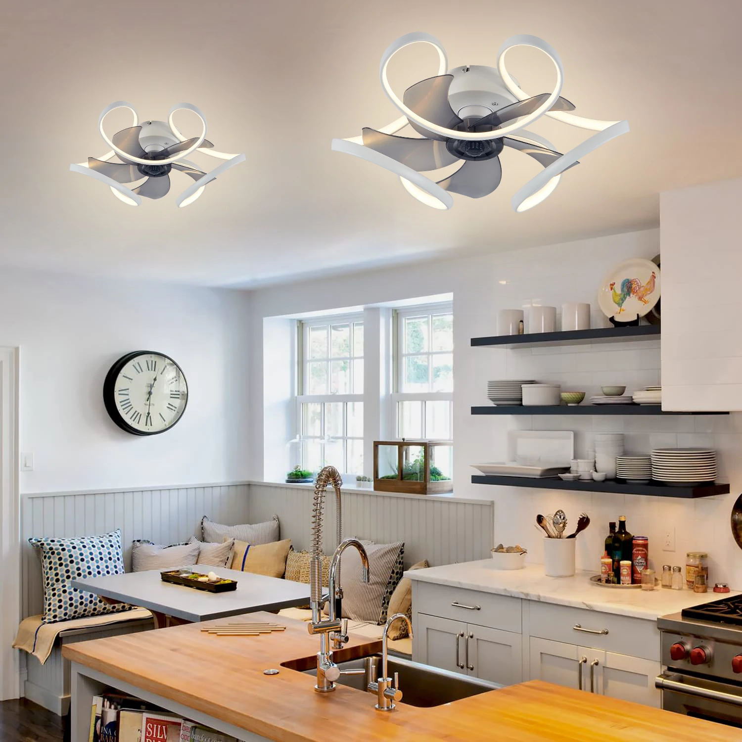 Creative Ceiling Fan with Light Smart Remote Control App 6-speed Cooling Electric Fan for Home Living Room Restaurant Decoration