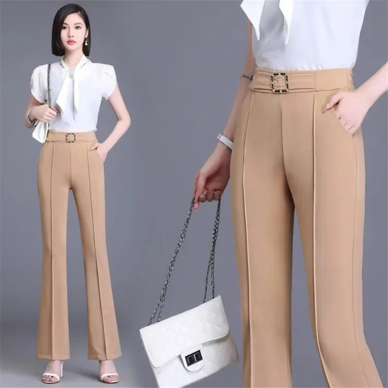 

New High Waist Slim Stretch Flare Pants Women Casual Office Big Size 4xl Pantalones Korean Elegant Formal Business Trousers