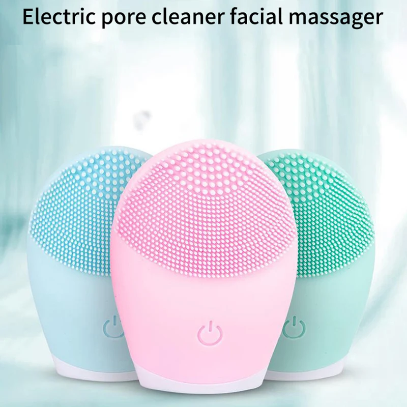 Elektrische Silikon Gesichtsreiniger Massagegerät Ultraschall Vibrator Hautpflege Massage Werkzeug Schönheit Maschine Vibration Reinigung Von Poren