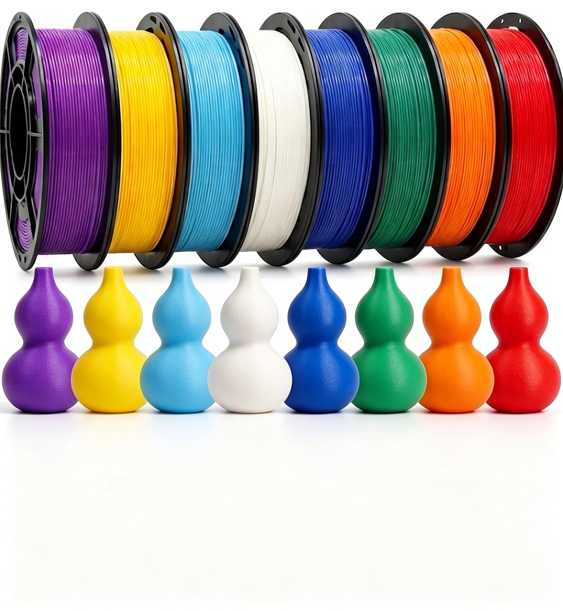 PLA+3D Printer Filament 1.75mm Bundle,Individually Vacuum Packed,Multicolor Dimensional Accuracy +/- 0.02mm,250g per Spool,8 pcs