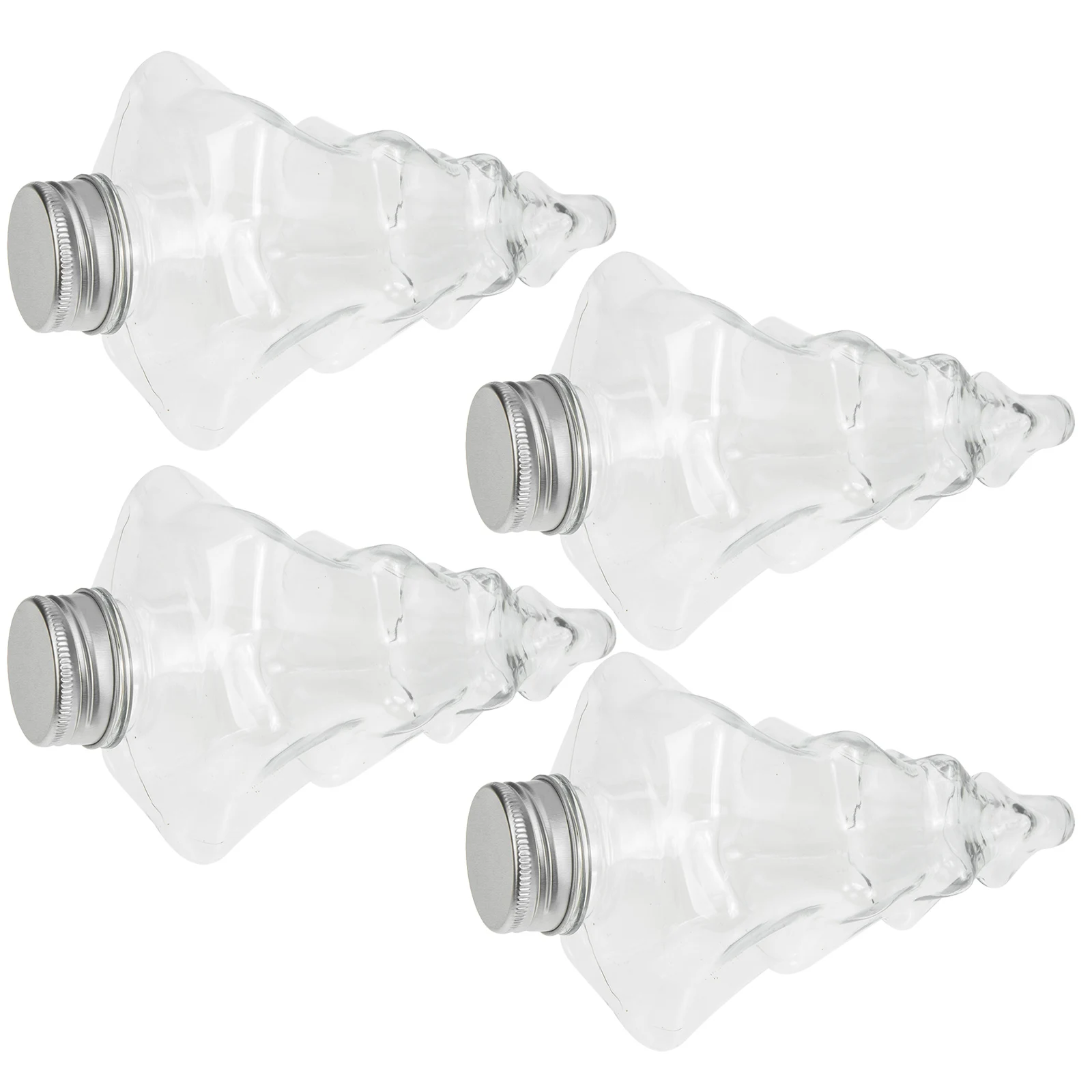 

4pcs Christmas Decoration Bottles Reusable Plastic Drink Containers for Milk Juice 16 Oz Empty Beverages Portable