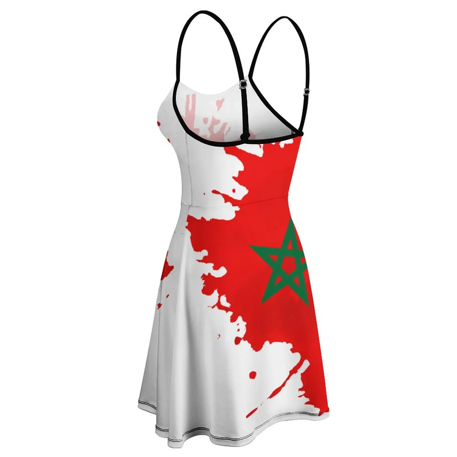 Vestido de tirantes con estampado de la bandera de Marruecos para mujer, ropa Sexy creativa con estampado de Humor, estilo de sangre, vacaciones