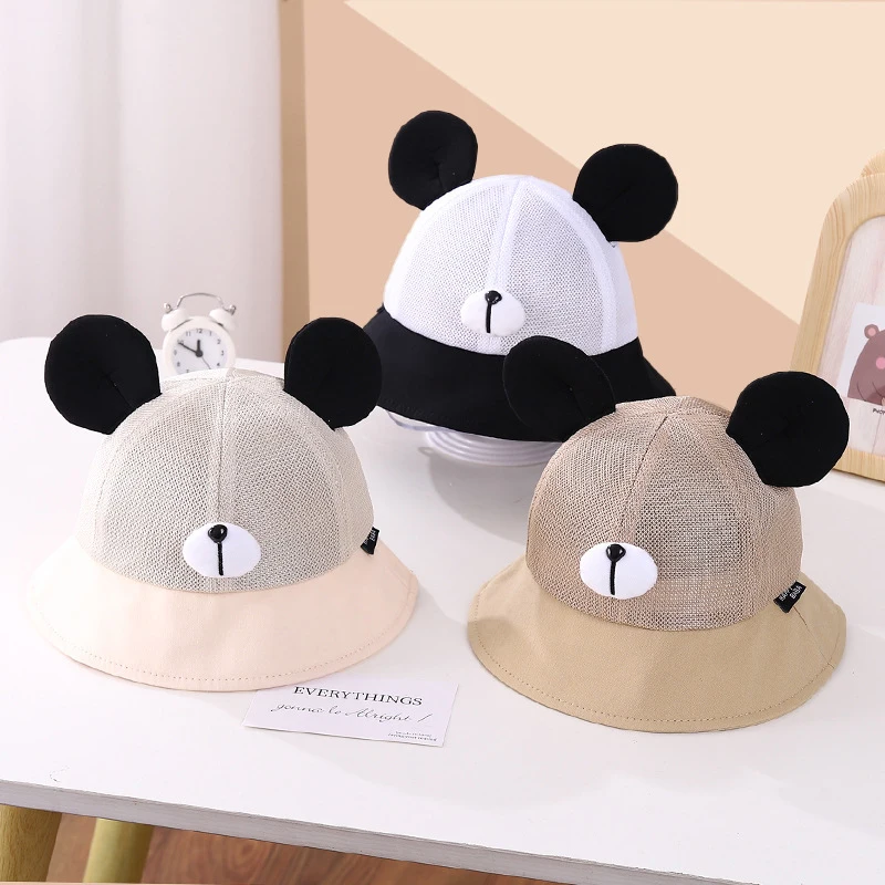 

Summer Baby Mesh Sun Hats Breathable Kids Fisherman Hat Cute Bear Children Sunshade Duckbill Cap 2-10Y Boys Girls Outdoor Visors