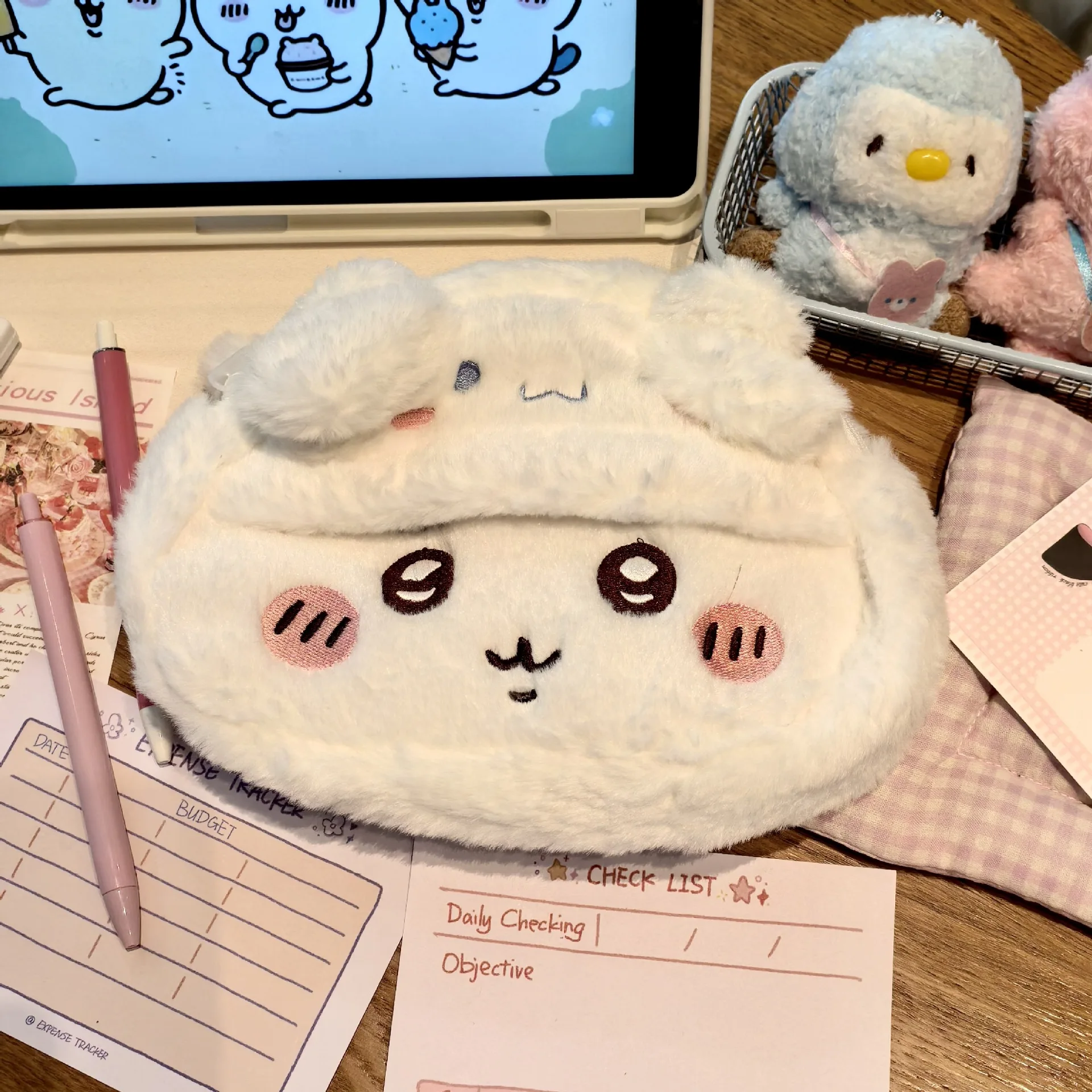 New Chiikawa organizer bag cartoon Usagi Kohachi Yoshii plush pencil bag cute large capacity organizer bag Chiikawa pencil bag