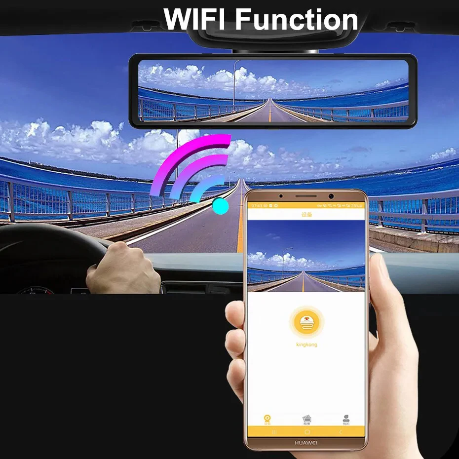 UHD 4K سيارة مرآة الرؤية الخلفية DashCam WIFI DVR GPS تتبع فيديو داش مسجل السيارات للرؤية الليلية الخلفية 1440P 24H رصد