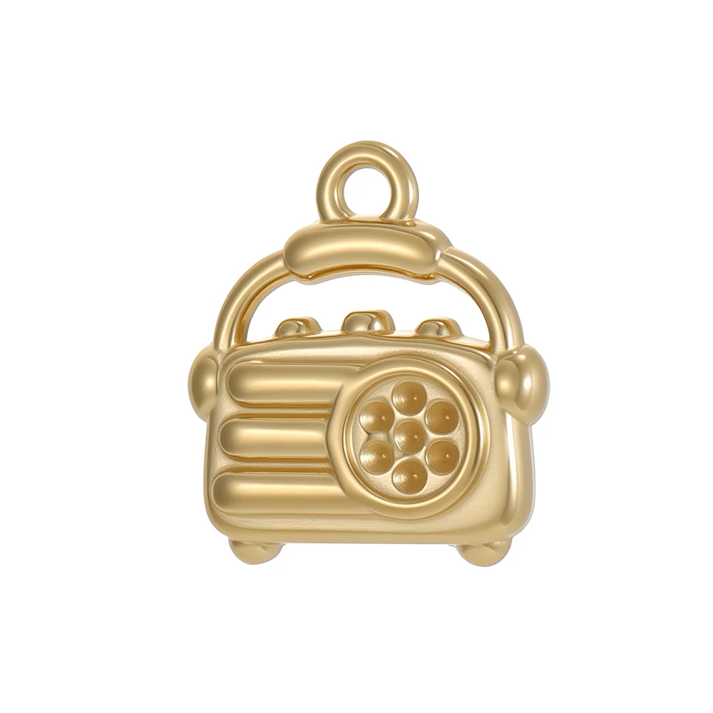 CARLIDANA Stainless Steel Gold Plated Baseball cap Gun  Headphone Anchor Rose Squirrel Pendant High heel Accessories Charms view 3